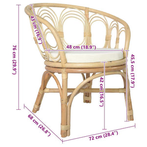 Esszimmerstuhl Rattan mit Leinenkissen