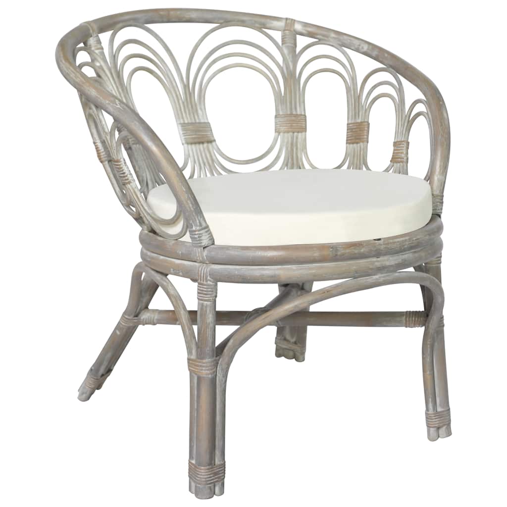 Esszimmerstuhl Grau Natur Rattan mit Kissen