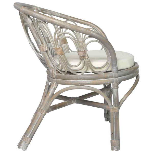 Esszimmerstuhl Grau Natur Rattan mit Kissen