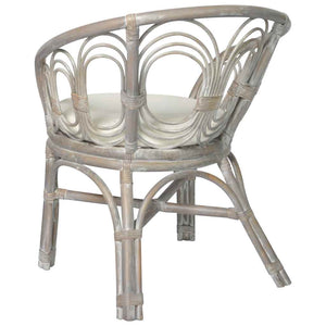 Esszimmerstuhl Grau Natur Rattan mit Kissen