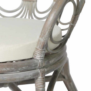 Esszimmerstuhl Grau Natur Rattan mit Kissen