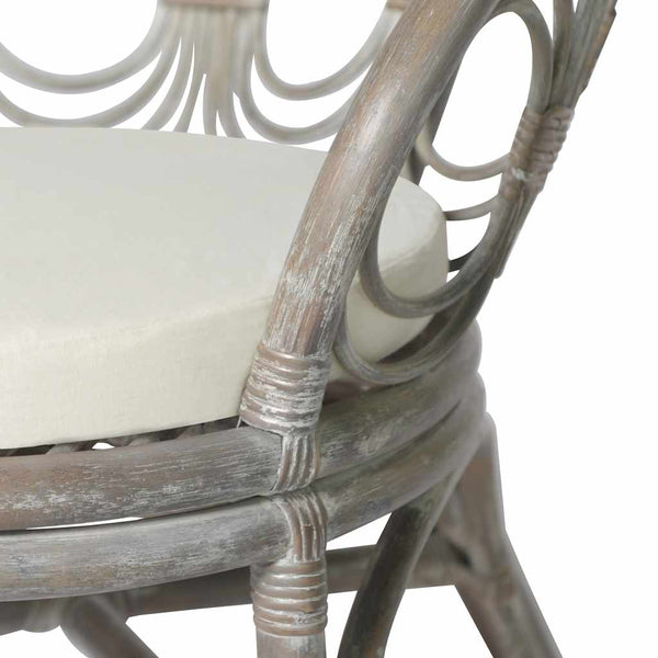 Esszimmerstuhl Grau Natur Rattan mit Kissen
