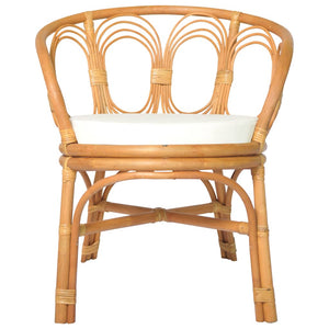 Esszimmerstuhl Hellbraun Rattan mit Kissen