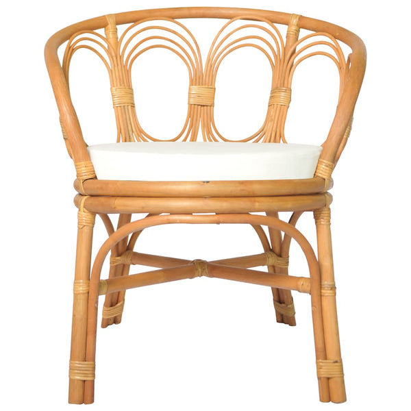 Esszimmerstuhl Hellbraun Rattan mit Kissen