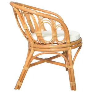 Esszimmerstuhl Hellbraun Rattan mit Kissen