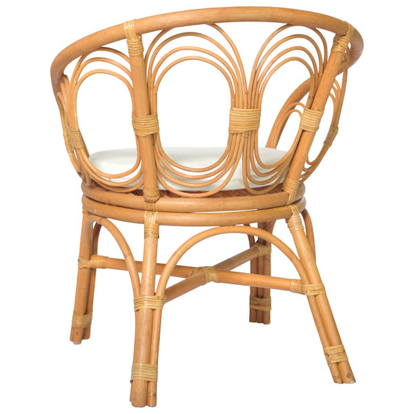 Esszimmerstuhl Hellbraun Rattan mit Kissen