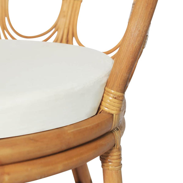 Esszimmerstuhl Hellbraun Rattan mit Kissen