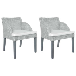 vidaXL Chaises de salle à manger avec coussins 2 pcs Gris rotin naturel