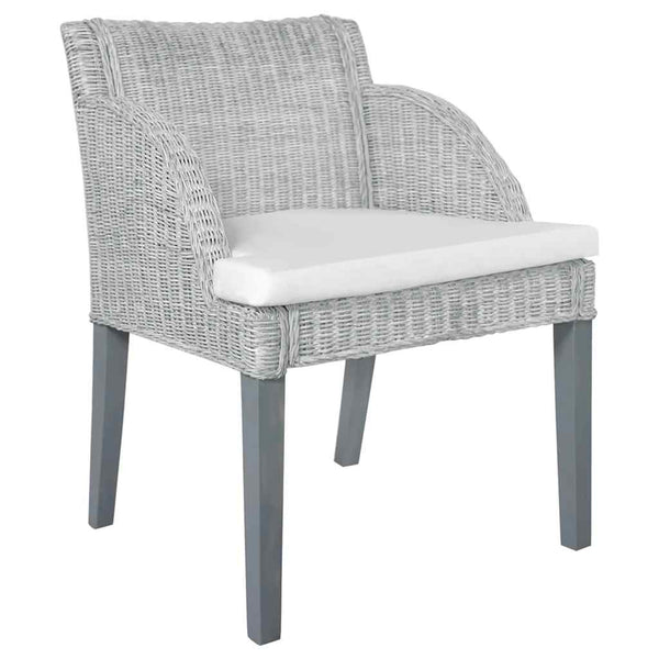 vidaXL Chaises de salle à manger avec coussins 2 pcs Gris rotin naturel