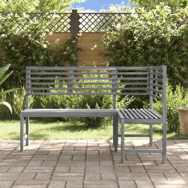 Garten-Eckbank Grau 140 cm Massivholz Akazie