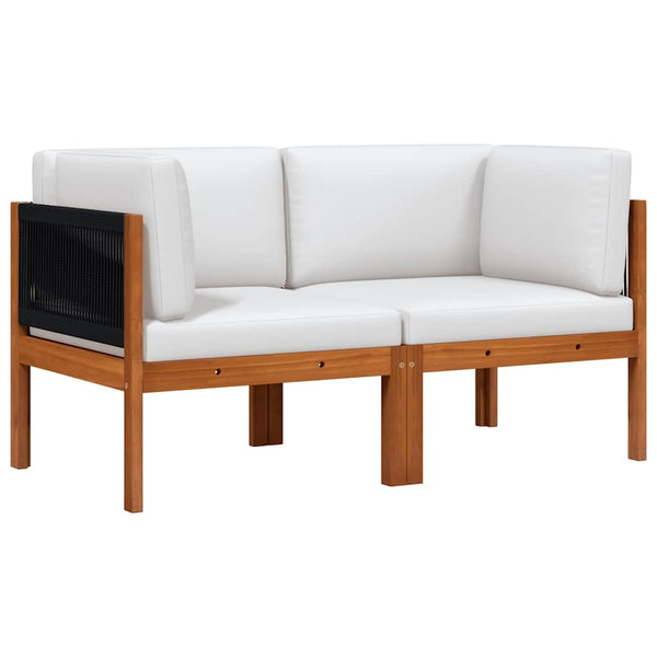Garten-Ecksofas 2-tlg. mit Kissen Holz Akazie & Seil