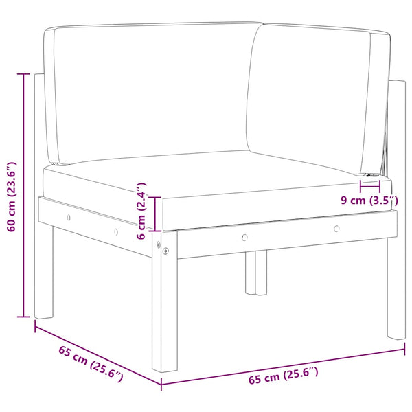 Garten-Ecksofas 2-tlg. mit Kissen Holz Akazie & Seil