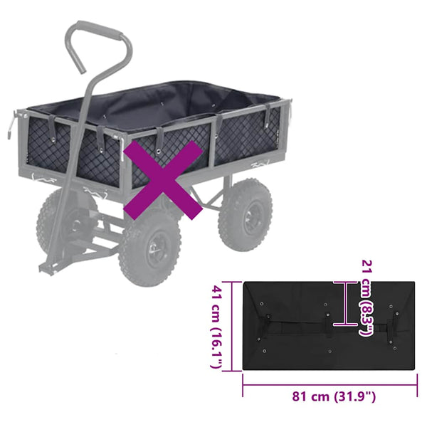 Schwarze Schubkarren-Einlage 81x41x21 cm