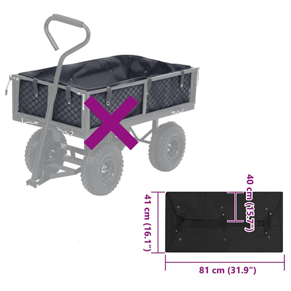Gartenwagen-Einlage - Schwarz - 81x41x40 cm