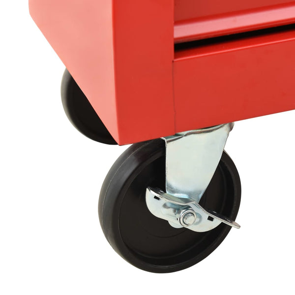 Werkzeugwagen mit 15 Schubladen Stahl Rot