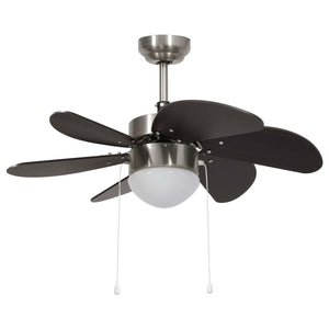 Dunkelbrauner Deckenventilator mit Lampe, 76cm