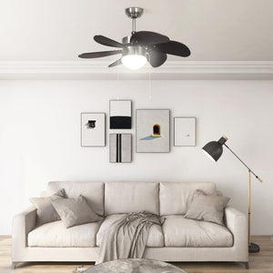 Dunkelbrauner Deckenventilator mit Lampe, 76cm