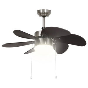 Dunkelbrauner Deckenventilator mit Lampe, 76cm