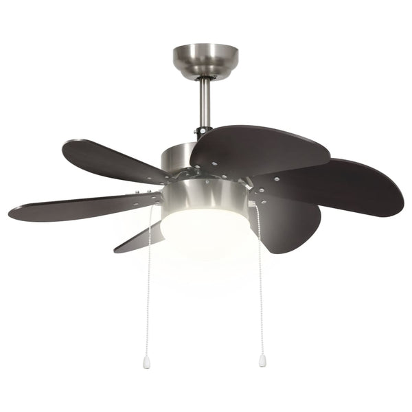 Dunkelbrauner Deckenventilator mit Lampe, 76cm