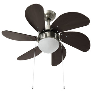 Dunkelbrauner Deckenventilator mit Lampe, 76cm