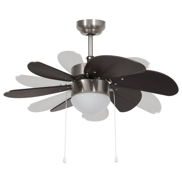 Dunkelbrauner Deckenventilator mit Lampe, 76cm