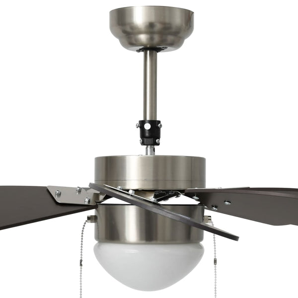 Dunkelbrauner Deckenventilator mit Lampe, 76cm