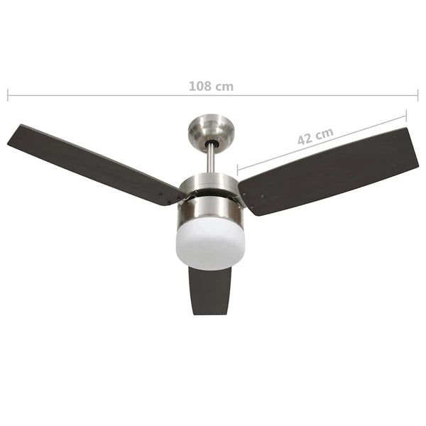 Dunkelbrauner Deckenventilator mit Licht und Fernbedienung