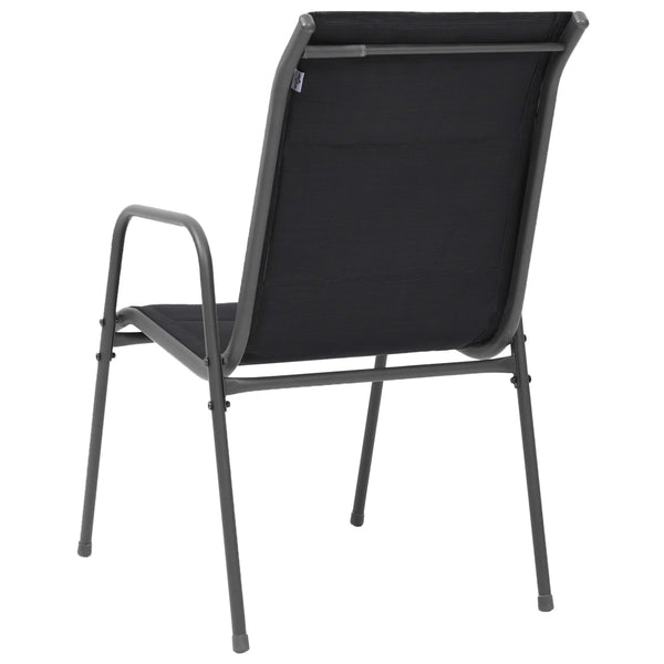 Stapelbare Gartenstühle 2 Stk. Stahl und Textilene Schwarz