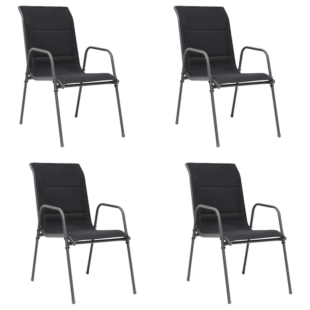 Stapelbare Gartenstühle 4 Stk. Stahl und Textilene Schwarz