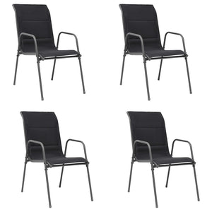 Stapelbare Gartenstühle 4 Stk. Stahl und Textilene Schwarz