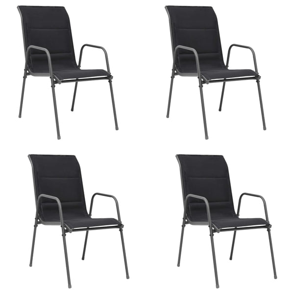 Stapelbare Gartenstühle 4 Stk. Stahl und Textilene Schwarz
