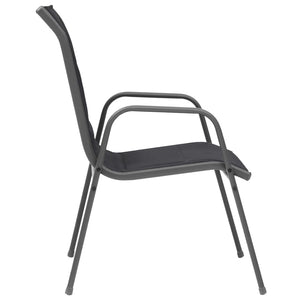 Stapelbare Gartenstühle 4 Stk. Stahl und Textilene Schwarz