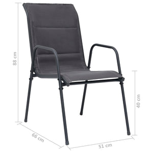 Stapelbare Gartenstühle 6 Stk. Stahl und Textiline Anthrazit