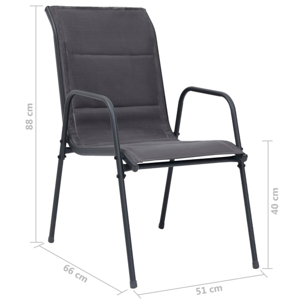 Stapelbare Gartenstühle 6 Stk. Stahl und Textiline Anthrazit