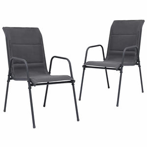 Stapelbare Gartenstühle 2 Stk. Stahl und Textiline Anthrazit