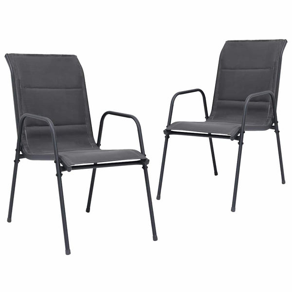 Stapelbare Gartenstühle 2 Stk. Stahl und Textiline Anthrazit