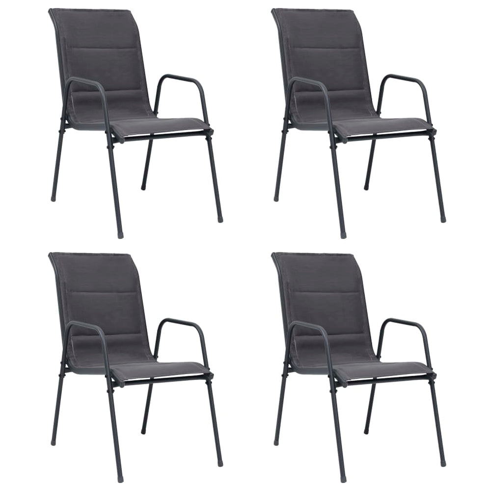 Stapelbare Gartenstühle 4 Stk. Stahl und Textiline Anthrazit