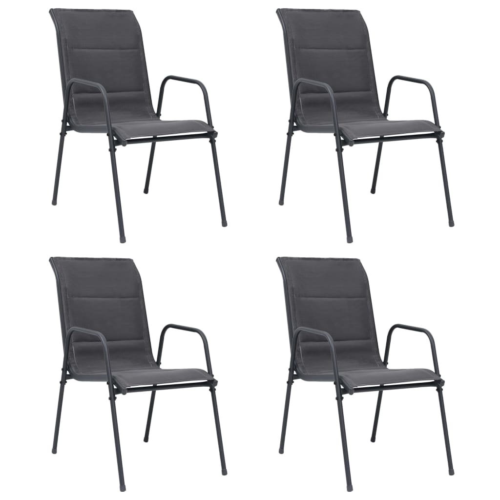 Stapelbare Gartenstühle 4 Stk. Stahl und Textiline Anthrazit
