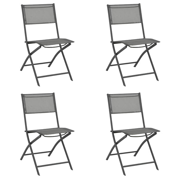 Klappbare Stühle für Außenbereich 4 Stk. Grau Stahl und Textilene