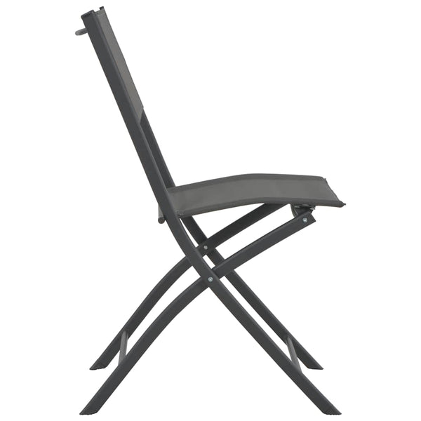 Klappbare Stühle für Außenbereich 4 Stk. Grau Stahl und Textilene