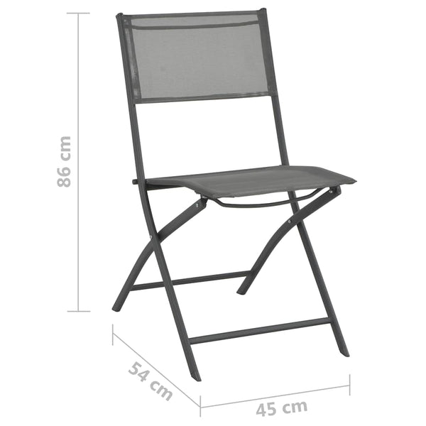 Klappbare Stühle für Außenbereich 4 Stk. Grau Stahl und Textilene