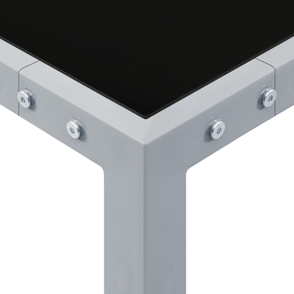 Gartentisch 130x130x72 cm Grau Stahl und Glas