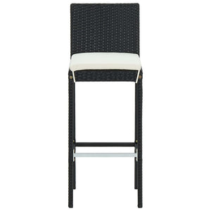 Garten-Barhocker mit Kissen 4 Stk. Schwarz Poly Rattan