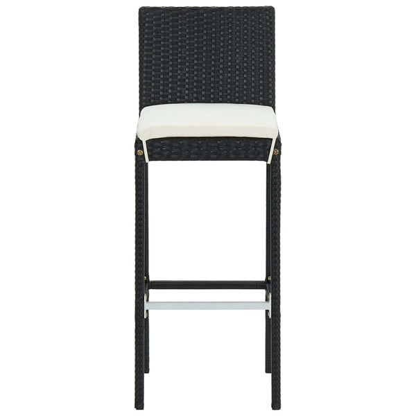 Garten-Barhocker mit Kissen 4 Stk. Schwarz Poly Rattan