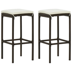 vidaXL Tabourets de bar avec coussins 2 pcs Marron résine tressée