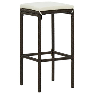 vidaXL Tabourets de bar avec coussins 2 pcs Marron résine tressée