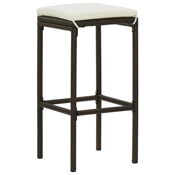 vidaXL Tabourets de bar avec coussins 2 pcs Marron résine tressée