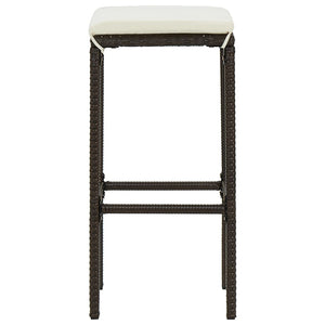 vidaXL Tabourets de bar avec coussins 2 pcs Marron résine tressée