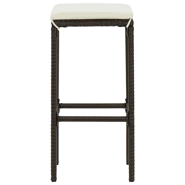 vidaXL Tabourets de bar avec coussins 2 pcs Marron résine tressée