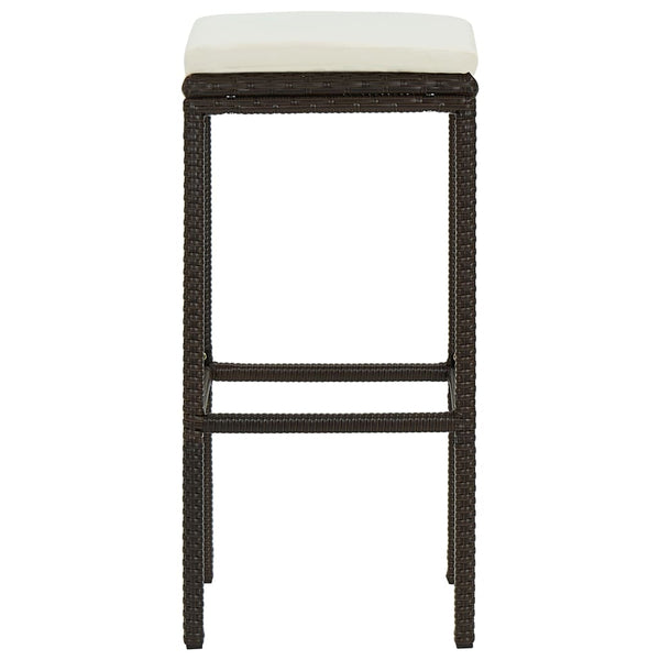 vidaXL Tabourets de bar avec coussins 2 pcs Marron résine tressée